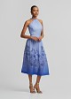 Halter neck, printed midi dress