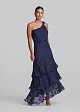 One-shoulder maxi lace dress with layered ruffles