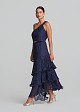 One-shoulder maxi lace dress with layered ruffles