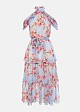 Printed halter-neck dress with ruffles