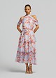 Printed halter-neck dress with ruffles