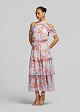 Printed halter-neck dress with ruffles