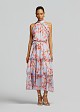 Printed halter-neck dress with ruffles