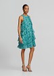Printed mini dress in ruffles