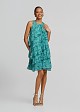 Printed mini dress in ruffles