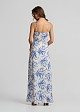 Rochie lungă cu print porcelain și volane