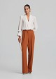 Wrap blouse with lapels in semi-sheer fabric