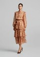 Frilled midi dress in ethnic print