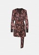 Printed long-sleeved dress in satin look