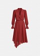 Midi wrap dress with asymmetric ruffles