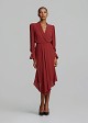 Midi wrap dress with asymmetric ruffles