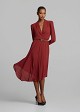 Midi wrap dress with asymmetric ruffles