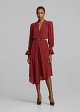 Midi wrap dress with asymmetric ruffles