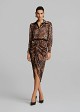 Midi leopard-print dress with a satin finish