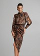 Midi leopard-print dress with a satin finish