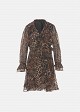 Leopard-print wrap dress in ruffles