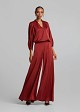 High-waisted wide-leg trousers with a satin finish