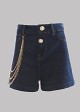 Denim shorts with decorative chain