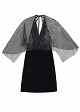 Mini dress with net rhinestone cape sleeves