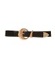 Leather look belt with metallic buckle