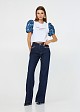 Cotton cropped t-shirt with statement and printed sleeves