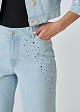 Cropped stonewashed jeans with rhinestones