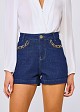 Denim shorts decorated with chains