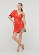 One sleeve mini dress with frills in satin look