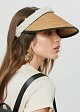 Straw visor in natural with pearls