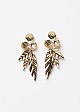 Drop earrings with floral design in gold look