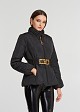 Short puffer jacket with a belt