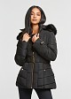 Mid length jacket puffer with faux fur hood