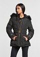 Mid length jacket puffer with faux fur hood