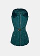 Mid length puffer vest with hood