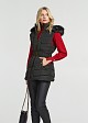 Mid length puffer vest with hood