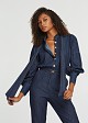 Denim jumpsuit with a high neck closure