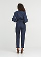 Denim jumpsuit with a high neck closure