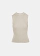 Sleeveless ribbed top with pearls