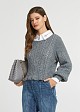 Sweater with frills and pearls