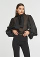 Transparent blouse with bold sleeves and bow