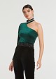 One- shoulder top in velvet look