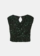 Sequin top with a draped neckline