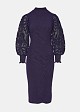 Midi dress with guipure lace sleeves