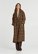 Longline tartan overcoat in brown