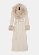 Longline wool coat with faux fur