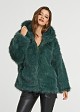 Short faux fur jacket with hoodie