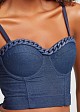 Top bralette denim cu lanț