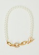 Open T bar faux pearl pendant in gold look