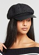 Hat with tweed and leather look