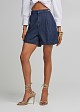 Denim shorts with pleats